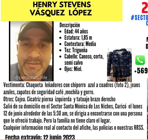 Se cumplió una semana de la desaparición de trabajador del sector Los Niches de Curicó 1 Sin titulo