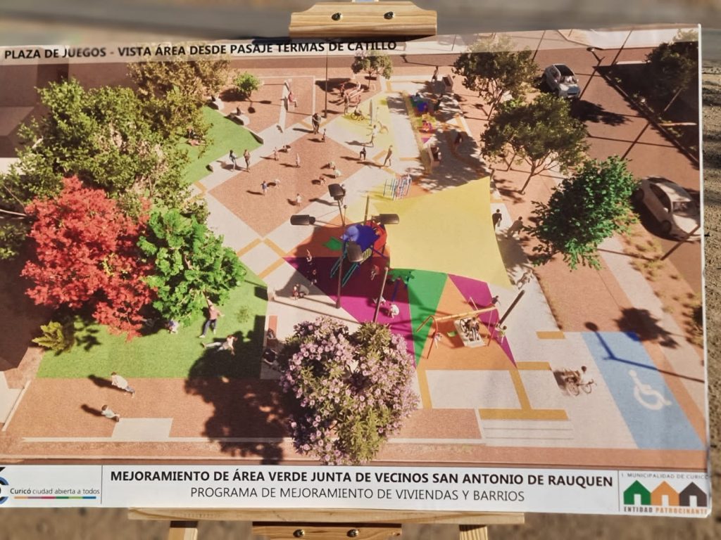 Instalan primera piedra de nuevo proyecto de mejoramiento de área verde en Rauquén 1 Foto 2 Inicio Trabajos Area Verde
