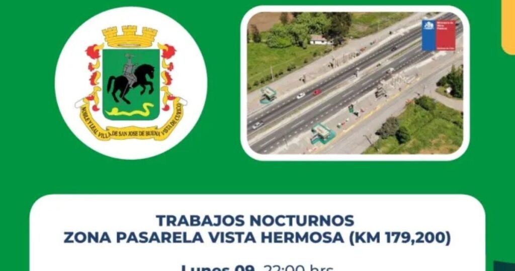 Municipio de Curicó informa interrupciones de tránsito en ruta 5 Sur por construcción de Pasarela Vista Hermosa en Curicó 1 Curico pasarela