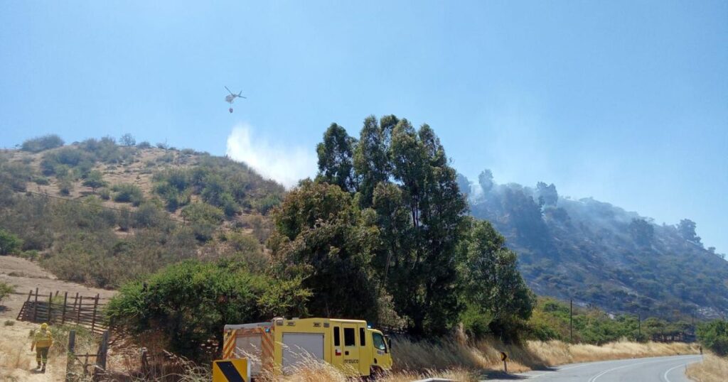 Bomberos combaten incendio de pastizales en Los Coipos, Hualañé 1 Incendio Los Coipos Hualane