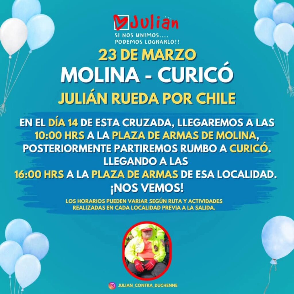 Este domingo llega a Curicó: Campaña "Julián rueda por Chile" busca recaudar fondos para tratamiento vital 2 486060549 634965179343366 8182828806972676622 n