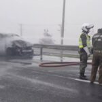 Colision vehicular provoca incendio y congestion en Ruta 5 Sur a la altura de Curico