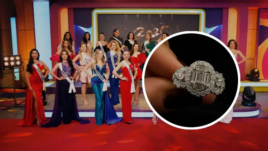 El anillo de diamantes de más de $6 millones que recibirá la nueva Miss Chile 2025. 1 Anillo Miss Chile 2025 Canal 13 Joyas Baron
