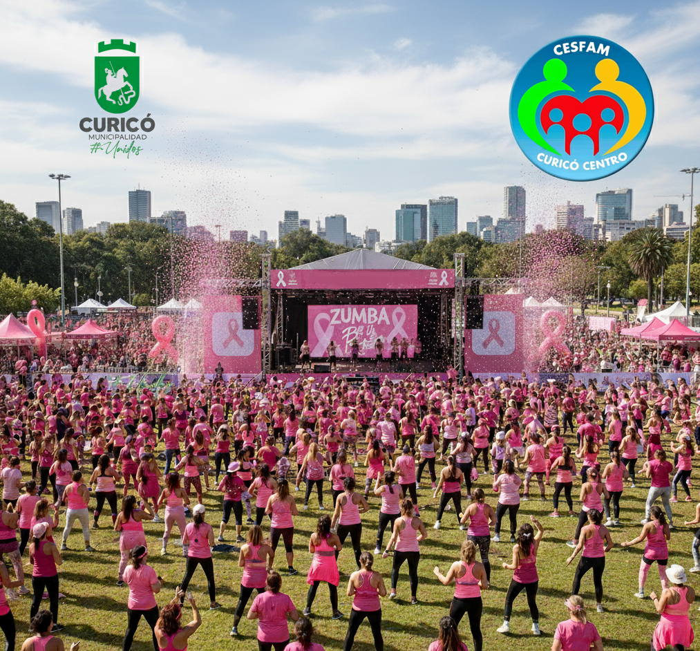 Gran “Zumba Rosa” en Curicó promueve la prevención del cáncer de mama 1 Foto