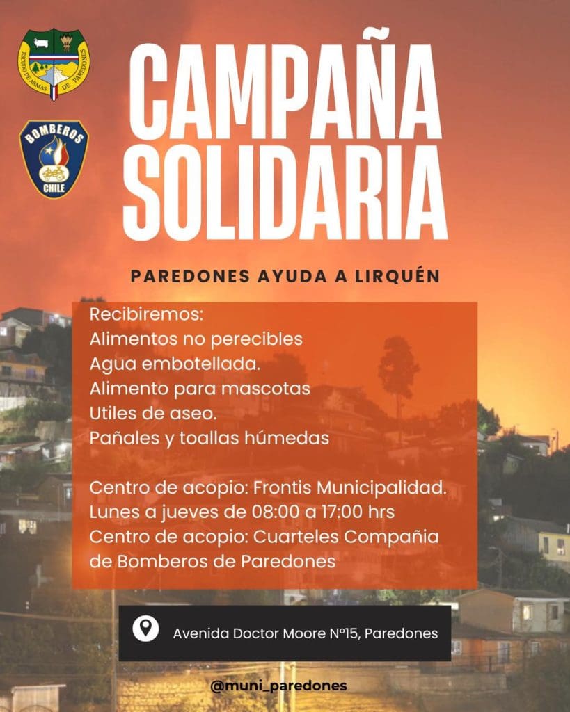 Región de O’Higgins despliega masiva cruzada solidaria para apoyar a zonas afectadas por incendios forestales 3 PAREDONES 819x1024 1 1