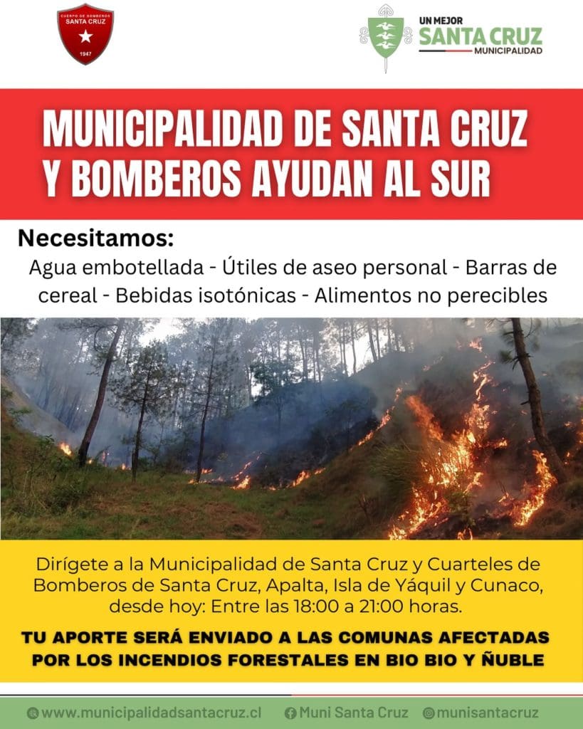 Región de O’Higgins despliega masiva cruzada solidaria para apoyar a zonas afectadas por incendios forestales 4 SANTA CRUZ 819x1024 3