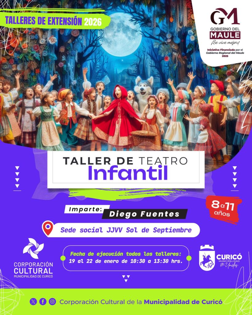 Corporación Cultural de Curicó despliega talleres y espectáculos de verano 1 TALLER DE TEATRO INFANTIL