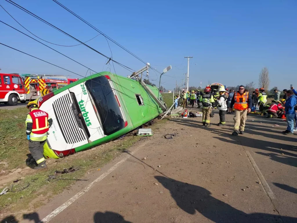 dos fallecidos y mas de 20 lesionados deja volcamiento de bus turbus en la ruta 5 sur en teno 1536x1152 1