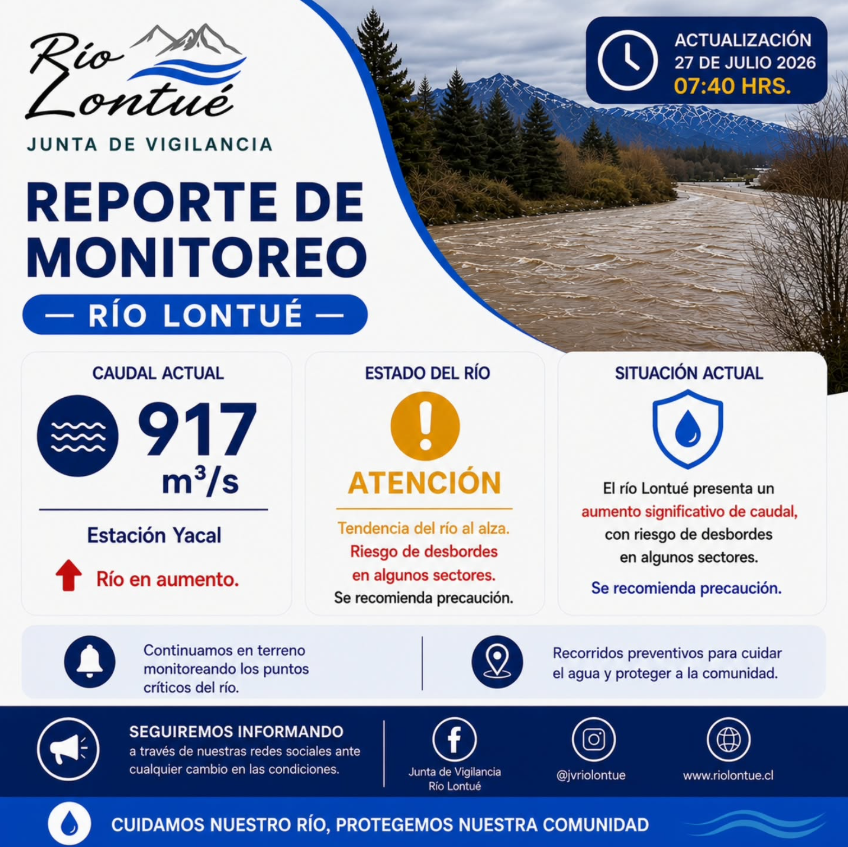 Río Lontué mantiene alerta por incremento del caudal y equipos refuerzan monitoreo en terreno 2 image 2